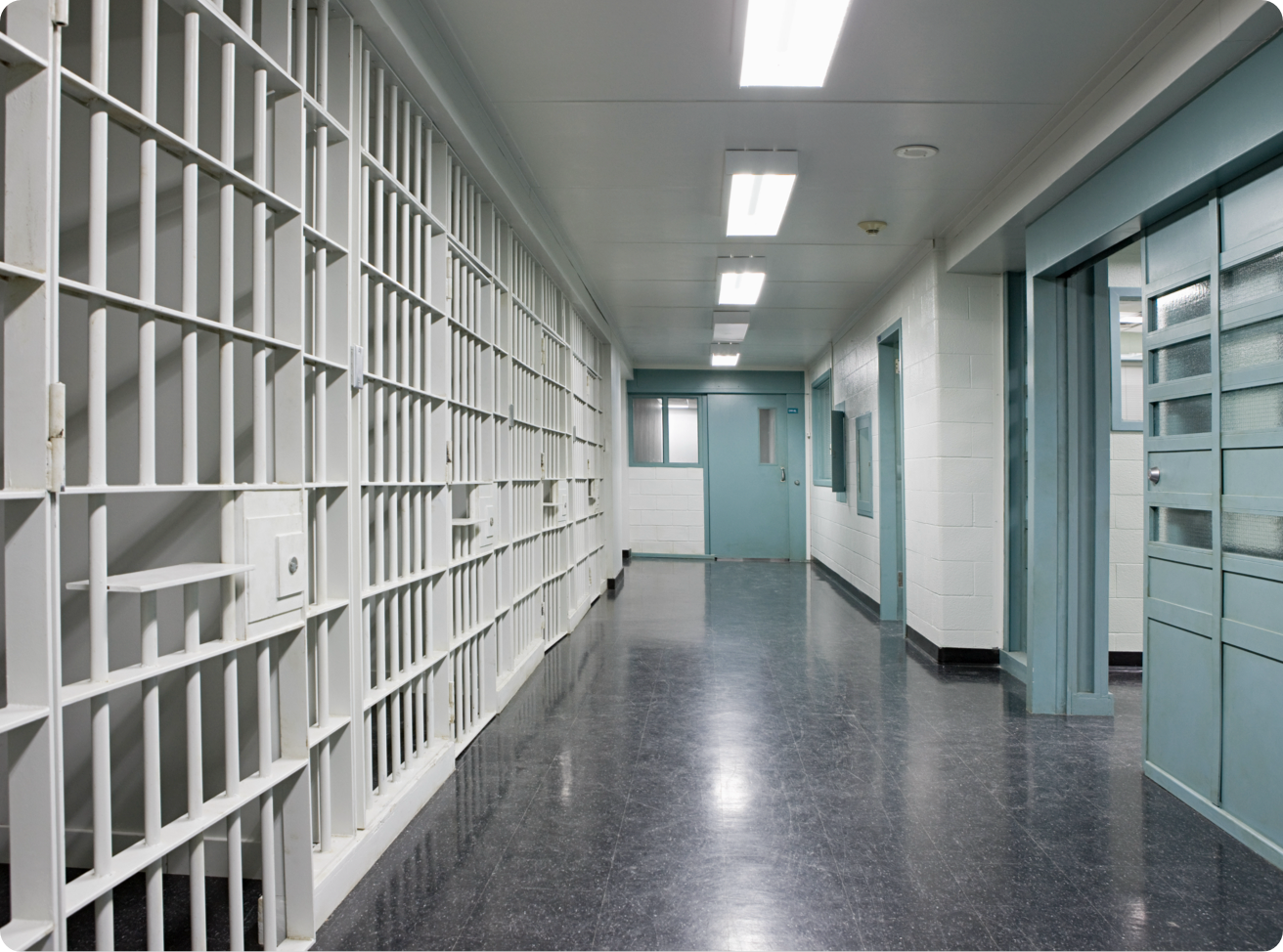 Row of prison cells.