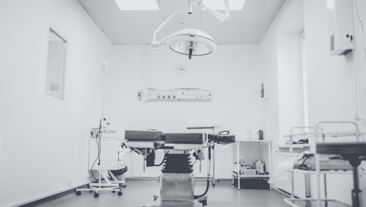 Medical equipment in an operating room.