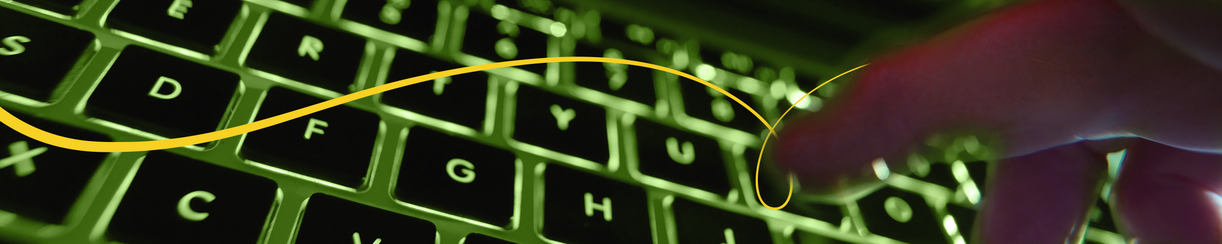 Green backlit computer keyboard