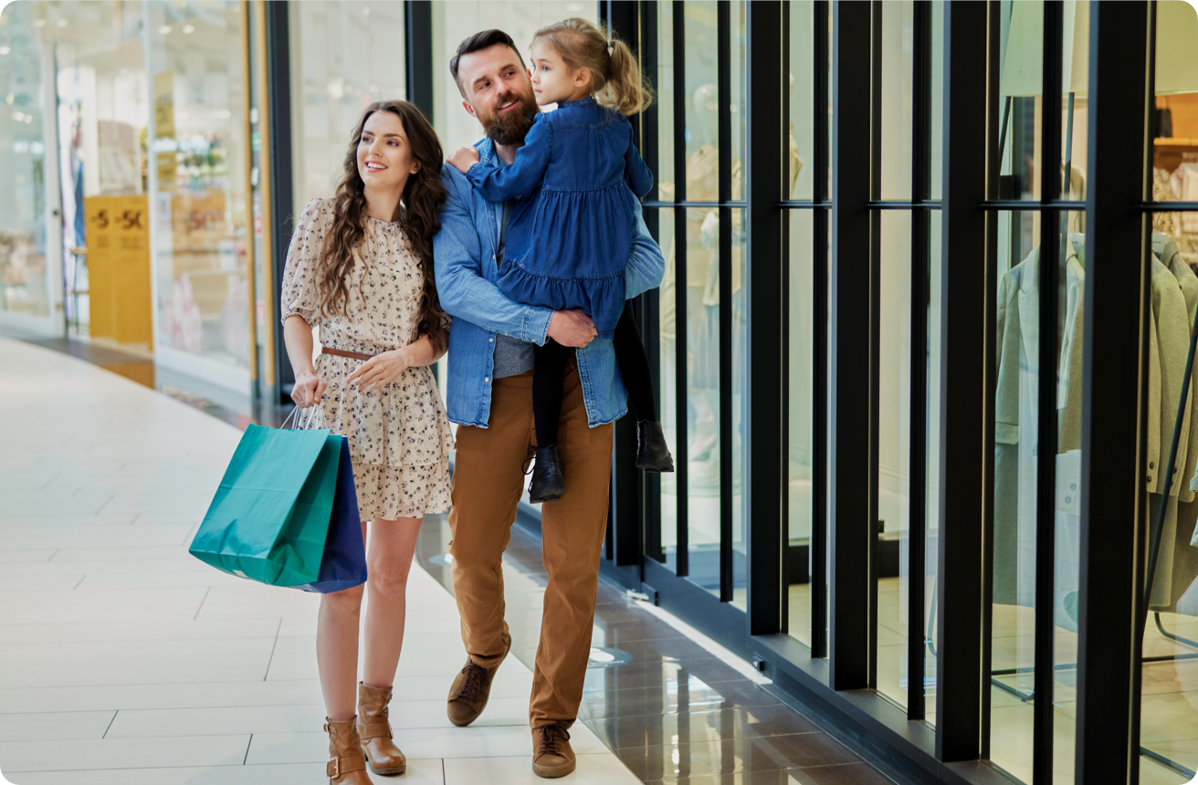 A young family shopping